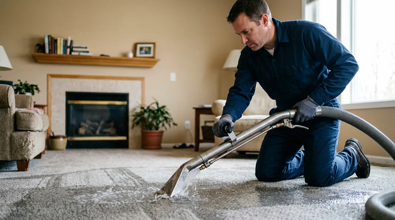 Water damage restoration technician working near Farwell, NE